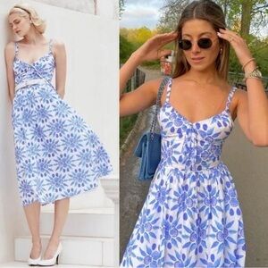 Hill House Home Juliana Midi Dress. Size M. Blue Shell Mosaic